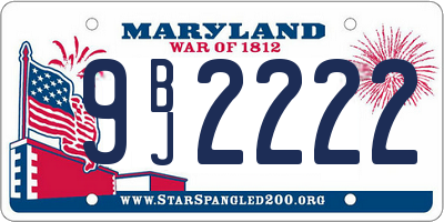 MD license plate 9BJ2222