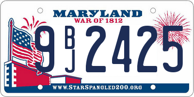MD license plate 9BJ2425