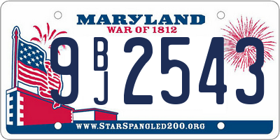 MD license plate 9BJ2543