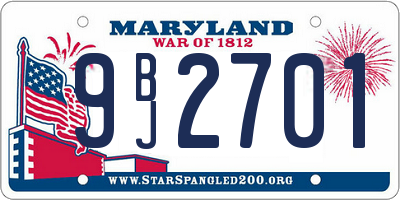 MD license plate 9BJ2701