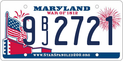 MD license plate 9BJ2721