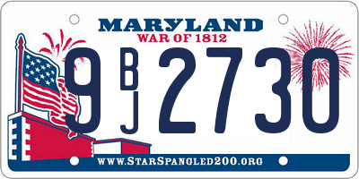 MD license plate 9BJ2730