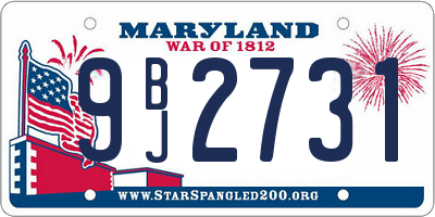 MD license plate 9BJ2731