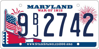 MD license plate 9BJ2742