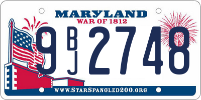 MD license plate 9BJ2748