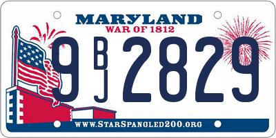 MD license plate 9BJ2829