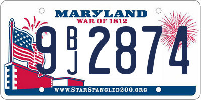 MD license plate 9BJ2874