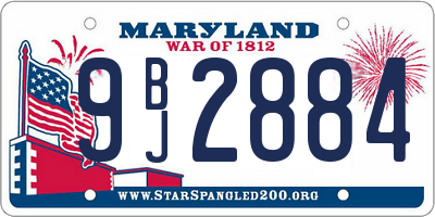 MD license plate 9BJ2884