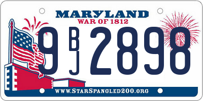 MD license plate 9BJ2898