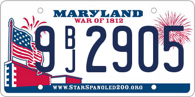 MD license plate 9BJ2905