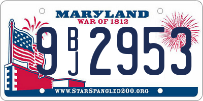 MD license plate 9BJ2953