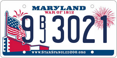 MD license plate 9BJ3021