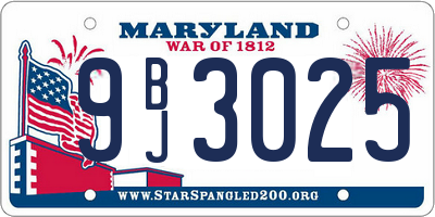 MD license plate 9BJ3025