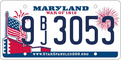 MD license plate 9BJ3053