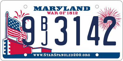 MD license plate 9BJ3142