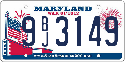 MD license plate 9BJ3149