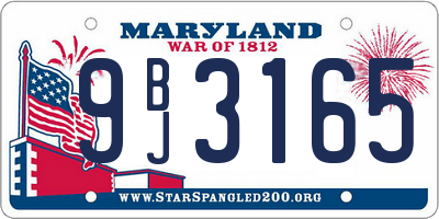 MD license plate 9BJ3165