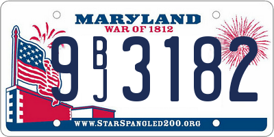MD license plate 9BJ3182