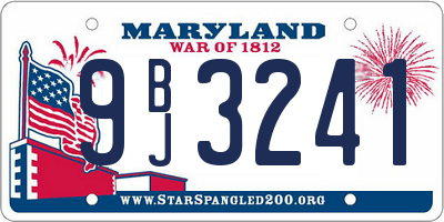 MD license plate 9BJ3241