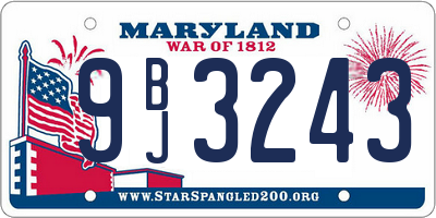MD license plate 9BJ3243