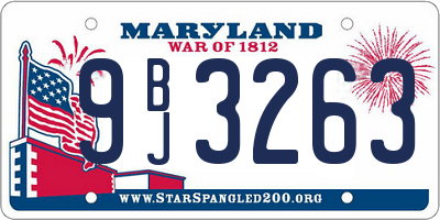 MD license plate 9BJ3263