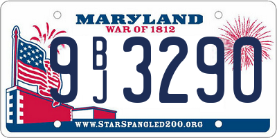 MD license plate 9BJ3290