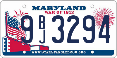 MD license plate 9BJ3294