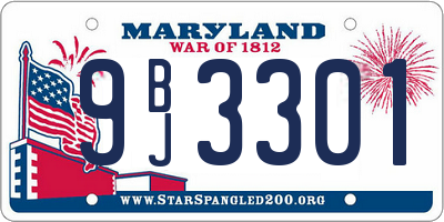 MD license plate 9BJ3301
