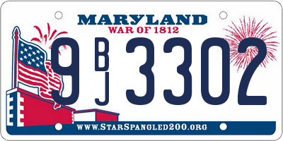 MD license plate 9BJ3302