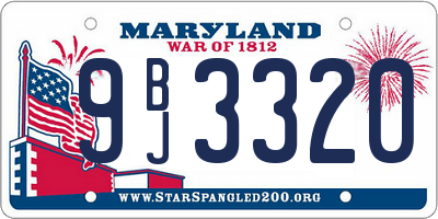MD license plate 9BJ3320