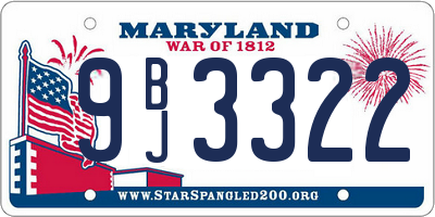 MD license plate 9BJ3322
