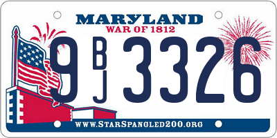 MD license plate 9BJ3326