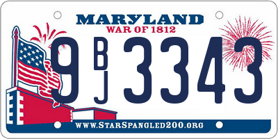 MD license plate 9BJ3343