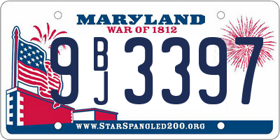 MD license plate 9BJ3397