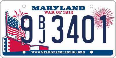 MD license plate 9BJ3401