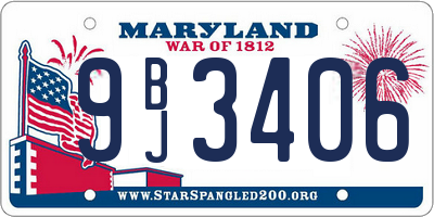 MD license plate 9BJ3406