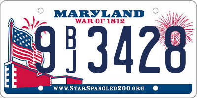 MD license plate 9BJ3428