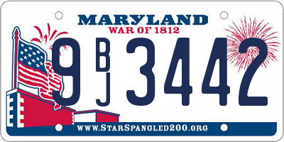 MD license plate 9BJ3442