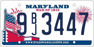 MD license plate 9BJ3447