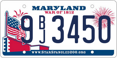 MD license plate 9BJ3450