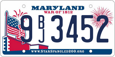 MD license plate 9BJ3452