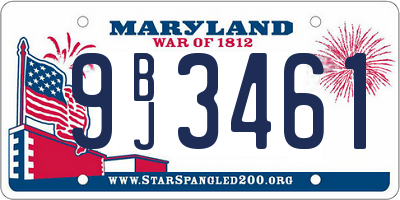 MD license plate 9BJ3461