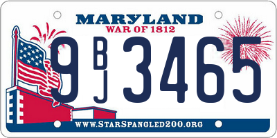 MD license plate 9BJ3465