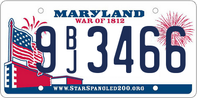 MD license plate 9BJ3466