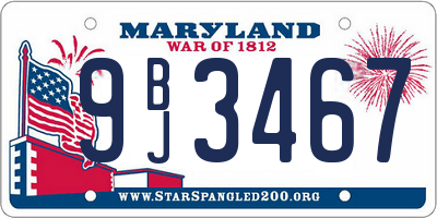 MD license plate 9BJ3467