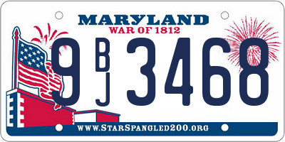 MD license plate 9BJ3468