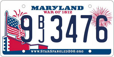MD license plate 9BJ3476