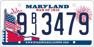 MD license plate 9BJ3479