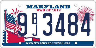 MD license plate 9BJ3484