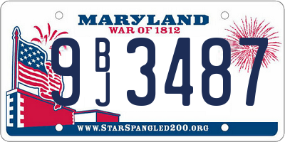 MD license plate 9BJ3487